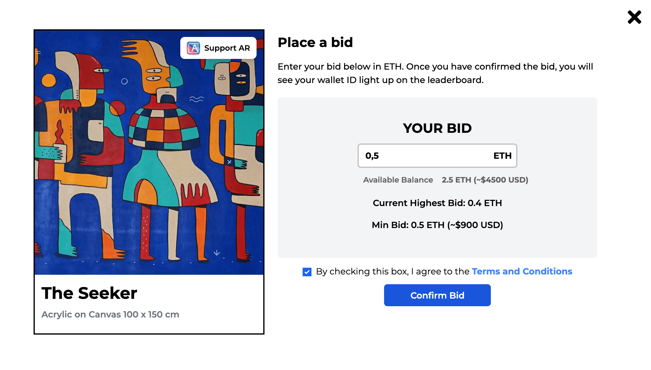 Bidding Interface for Artwork Auctions